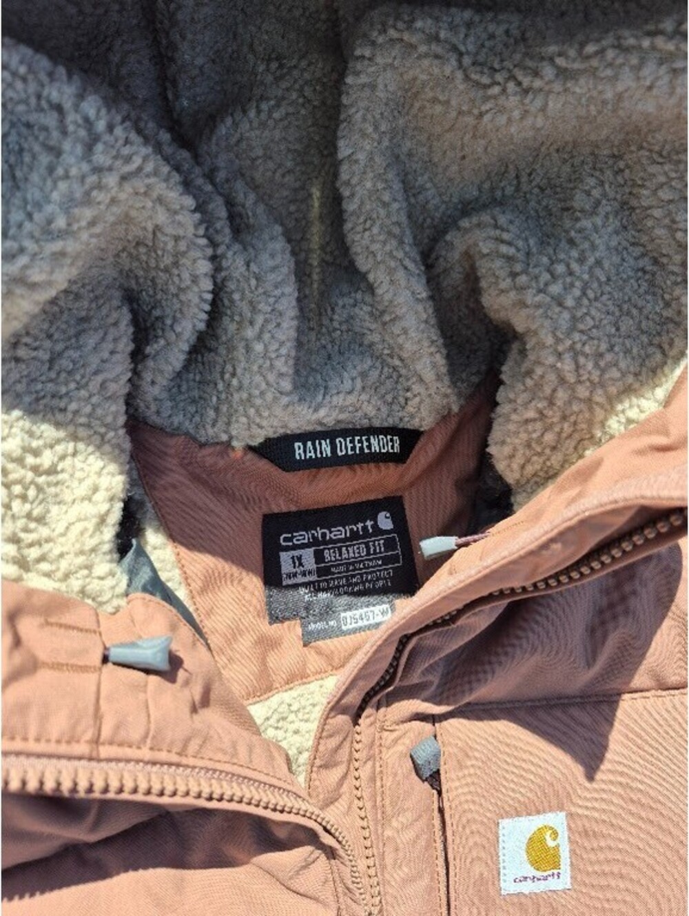 Carhartt Montana Puffer Jacket Sherpa Lined Hooded Nutmeg Womens 1X (16-18) $159 - Picture 3 of 5